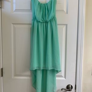 High-low blue dress